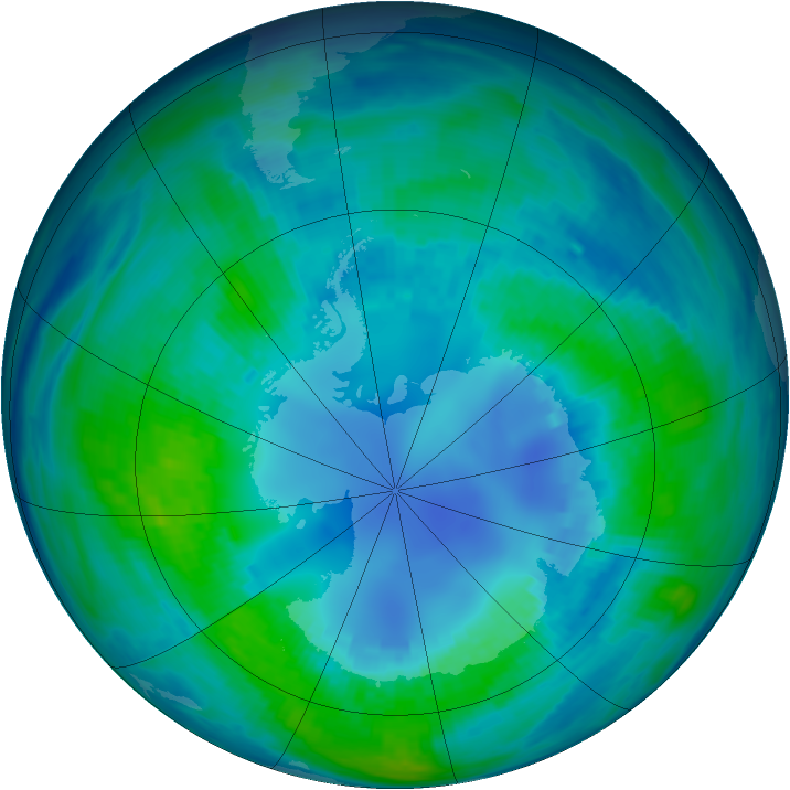 Antarctic ozone map for 23 April 1986